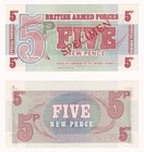 British Armed Forces SPECIMEN 5 Pence Banknote (1972) Pick: M47s - UNC