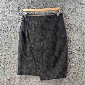 Vintage JACQUI E Womens Pencil Wrap Skirt Size 8 Black White Knee Length - Picture 1 of 14