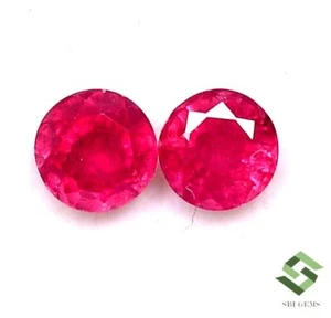 5 mm Natural Ruby Round Cut Pair 1.48 CTS Calibrated Faceted Loose Gemstones GF - Picture 1 of 6