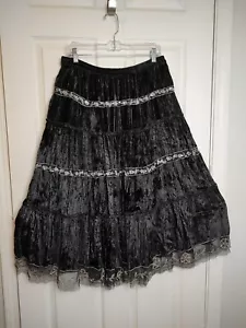 Maxi falda vintage de terciopelo negro con cuentas de lentejuelas medianas BFA CLASSICS para mujer en capas - Imagen 1 de 5