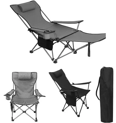 MARKENLOS Campingstuhl klappbarer Angelstuhl Liegestuhl Sonnenstuh Blau / Grau / Schwarz