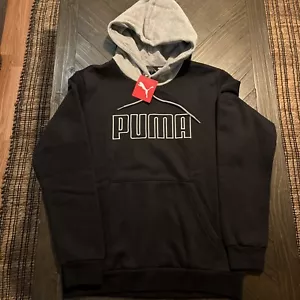 Puma Felpa Uomo Nera in Pile con Cappuccio Logo Ricamato Taglia S - Foto 1 di 5