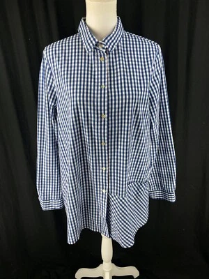 Cómoda Blusa Túnica a Cuadros Manga Larga EE. UU. Para Mujer XL Guinga Lagenlook Bolsillo Foto 1 de 4