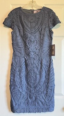 JS COLLECTIONS Soutache Ribbon Lace Sheath Dress Celestial Blue Size 10 NWT - Image 1 of 4