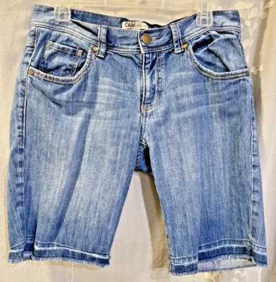 Cabi denim shorts women's 6 bermuda frayed hem boho low rise - Image 1 of 4