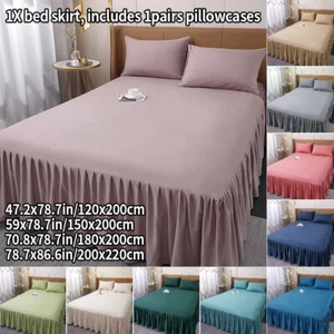 Twin Full Queen King Size Bedspread Sheet B overs Home Decor Plain Bed Skirt - Picture 1 of 26