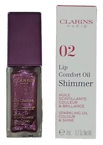 CLARINS PARIS LIP COMFORT OIL SHIMMER #02 PURPLE RAIN. 0.2 OZ. NIB