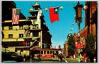San Francisco California Chinatown Chinese Lanterns Classic Cars Postcard