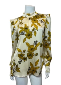 Veronica Beard Floral Tie Neck Blouse in Cream/Yellow Size 4 - Picture 1 of 9