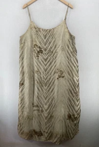 EILEEN FISHER Dress XL Natural-Dyed Silk Slip Maxi Spaghetti Strap Beige - Picture 1 of 15