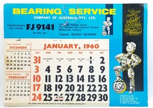 1960 BSC Bearing Company of Australia Automotive Calendar 48cm x 35 cm - Picture 1 of 14
