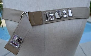 Neu mit Etikett Ann Taylor LOFT hellbraun/khaki verzierter Schmuck Damengürtel Gr. XS/S - Bild 1 von 4