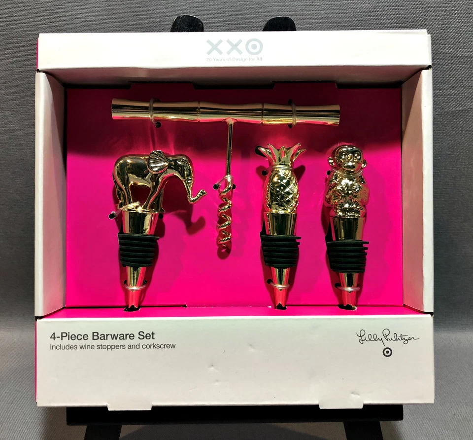 4pc Metal Barware Gift Set Gold - Lilly Pulitzer for Target