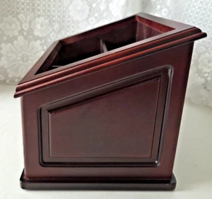 Vtg Wood Desktop Letter Mail Organizer pens pencils holder 3 compartments heavy - Picture 1 of 13