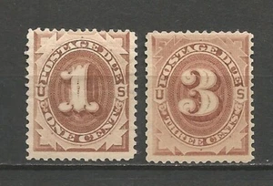 US 1879 Sc J1 J3 MH* Postage Due No WMK stampa VF OG J1-creased - Picture 1 of 1