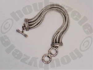 Samuel B Behnam Sterling Silver 18K 7 Strand Woven Chain Bracelet - Picture 1 of 11