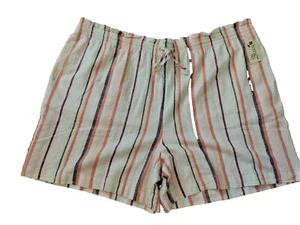 TERRA & SKY HIGHWAIST LINEN STRIPED Elastic Waist Front Pockets Shorts Sz 4X - Picture 1 of 8