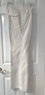 "Pantalones de pierna ancha Diane Von Furstenberg blanco roto mezcla de lino talla 10 entrepierna 34,5""" Foto 1 de 4