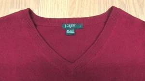 J.CREW SLIM FIT V-AUSSCHNITT PULLOVER BAUMWOLLE/KASCHMIR SWEATER WEINROT Gr. LARGE, L - Bild 1 von 3