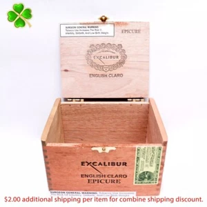 HOYO Excalibur English Claro Epicure Empty Wood Cigar Box 6" x 4.5" x 3.75" - Picture 1 of 11