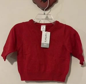 Carters Infant Boys Size 3 Months Red Vneck Pullover Sweater NWT! A1551 - Picture 1 of 5
