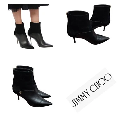 Botines Jimmy Choo negros de gamuza/cuero para mujer talla EU 34.5/US 4.5 Foto 1 de 4