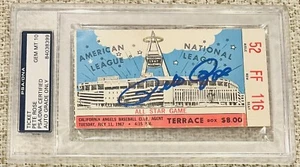 PETE ROSE 1967 ALL STAR SIGNED TICKET AUTOGRAPH RIP PSA/DNA GEM MINT 10 - Picture 1 of 3