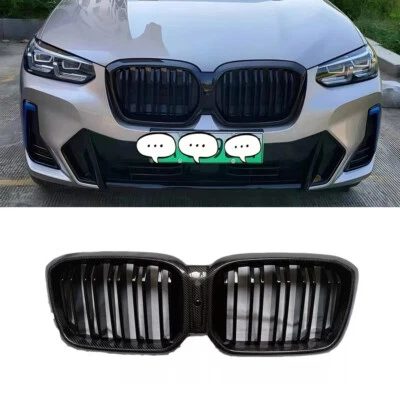 Rejilla de parachoques delantero de fibra de carbono para BMW X3 G01 X4 G02 LCI Facelift 2022-2025 Foto 1 de 3