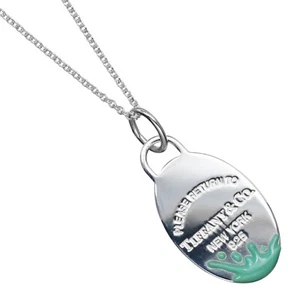 TIFFANY&Co. Return to TIFFANY&Co. Oval Tag Splash Necklace Silver925 9.89g... - Picture 1 of 6