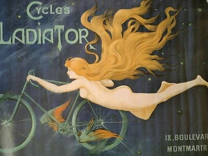 Vintage Fahrrad Plakat Poster Cycles Gladiator Paris Jugendstil 80er Kunst Art - Bild 1 von 7