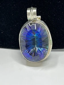 Vintage 925 Large Mystic Topaz Pendant 1.25”x1” - Picture 1 of 6