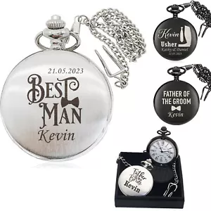 Personalised Wedding Pocket Watch Custom Gift for Dad Best Man Groomsman Usher - Picture 1 of 16