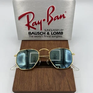 Ray Ban B&L USA NOS BLUE MIRRORED GOLD HEXAGON STYLE 3 NOS NEW - Picture 1 of 11