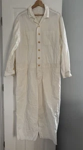 Chez Vidalenc Utility Jumpsuit Sz 3 White Poplin Military Painter 100% Cotton - Picture 1 of 11