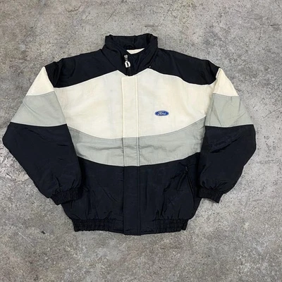Vintage Ford Jacket Mens Medium Black Gray Colorblock Dunbrooke Korea 90s - Image 1 of 4