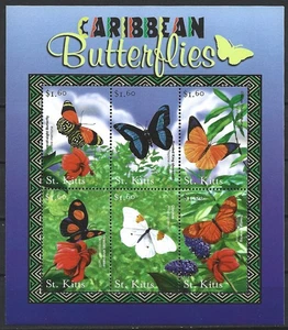 St. Kitts - Schmetterlinge Kleinbogen postfrisch 2001 Mi. 565-570 - Picture 1 of 1