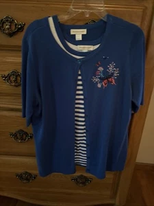 christopher and banks Blue White Twin Sweater Set - Bild 1 von 6
