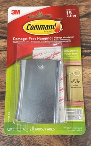 Nuevo en caja Command Silver Picture Hangers para 8 lb paquete de 2 - Imagen 1 de 2