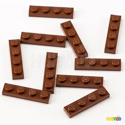 Lot of 10 Genuine LEGO Reddish Brown Plate 1x4 3710 Building Bricks Blocks Parts - Image 1 of 2