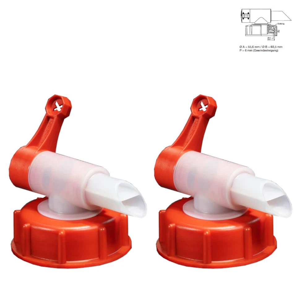 2 x Auslaufhahn für DIN 61 Gewinde Sabeu 20 Liter Kanister DIN61 AH 23/61 - Bild 1 von 1