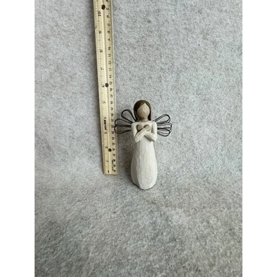 Figura Ángel Willow Tree "Sign for Hope" Blanco Texturizado Alas Brazos Cruzados Foto 1 de 3