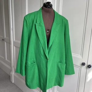 Monsoon Linen (52%) lightweight green summer blazer single button long sleeved - Picture 1 of 8