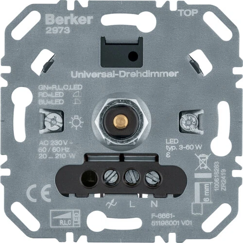 Berker Drehdimmer Dimmer 2973 Einsatz Unterputz 210 Watt Lichtregler - Bild 1 von 1