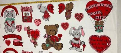 Panel de apliques de costura dulce vintage Wamsutta Hallmark Bear Bunny San Valentín Foto 1 de 4