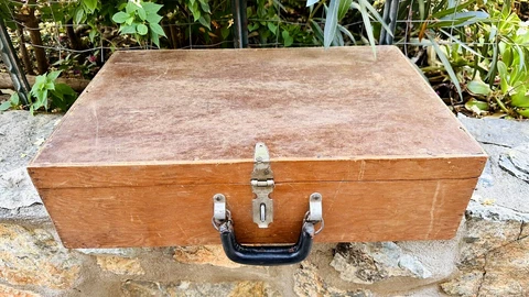 Vintage Homemade Depression Era Old Wooden Suitcase/Travel Trunk 24" x 16" Cover