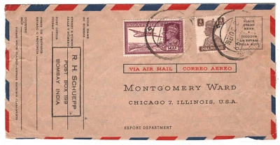 INDIA Air Mail Cover USA Chicago 1949?{samwells-covers}KA147 - Image 1 of 4