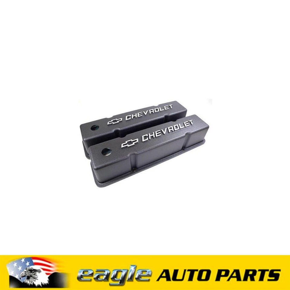 RPC Chev 327 350 383 Small Block Tall Black Logo Rocker Covers # R6336 - image 1 of 1