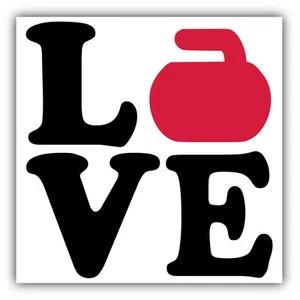 Love Curling Sport Car Bumper Sticker Decal 5" x 5" - Picture 1 of 1