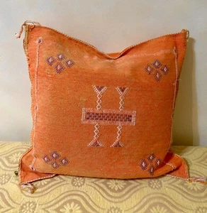 Orange Cactus Silk Pillow Cover 18X18,Moroccan Decorative , Moroccan cushion - Picture 1 of 13