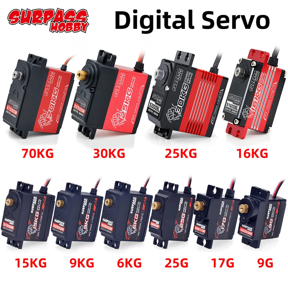 Digitales Servo 9g 17g 25g 9kg 15kg 20kg 30kg 70kg für 1/12 1/10 1/8 RC Car Boat - Bild 1 von 4